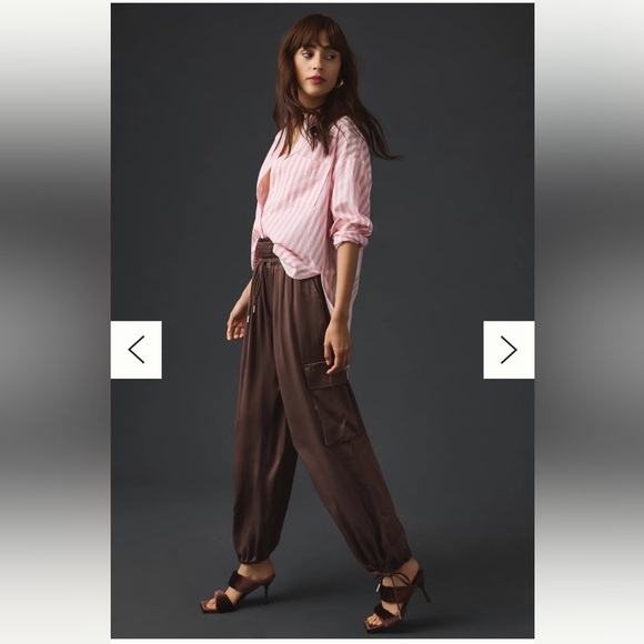 Anthropologie. NWT. Size 2. Brown Satin Parachute Pants. - Picture 2 of 16